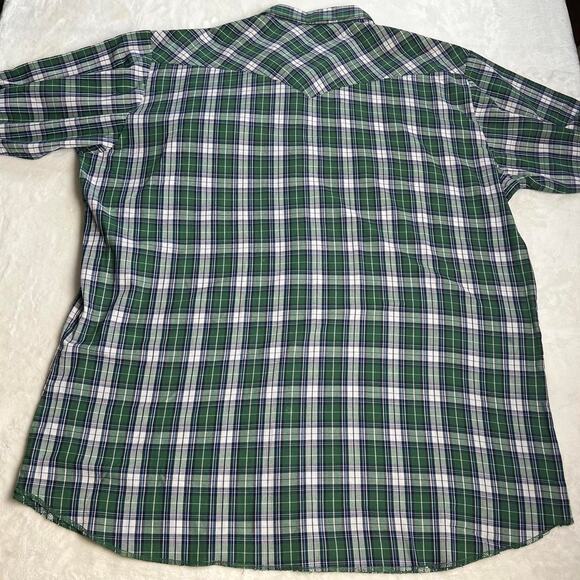 Wrangler green plaid Pearl Snap button down western shirt size 2XL - Picture 2 of 7